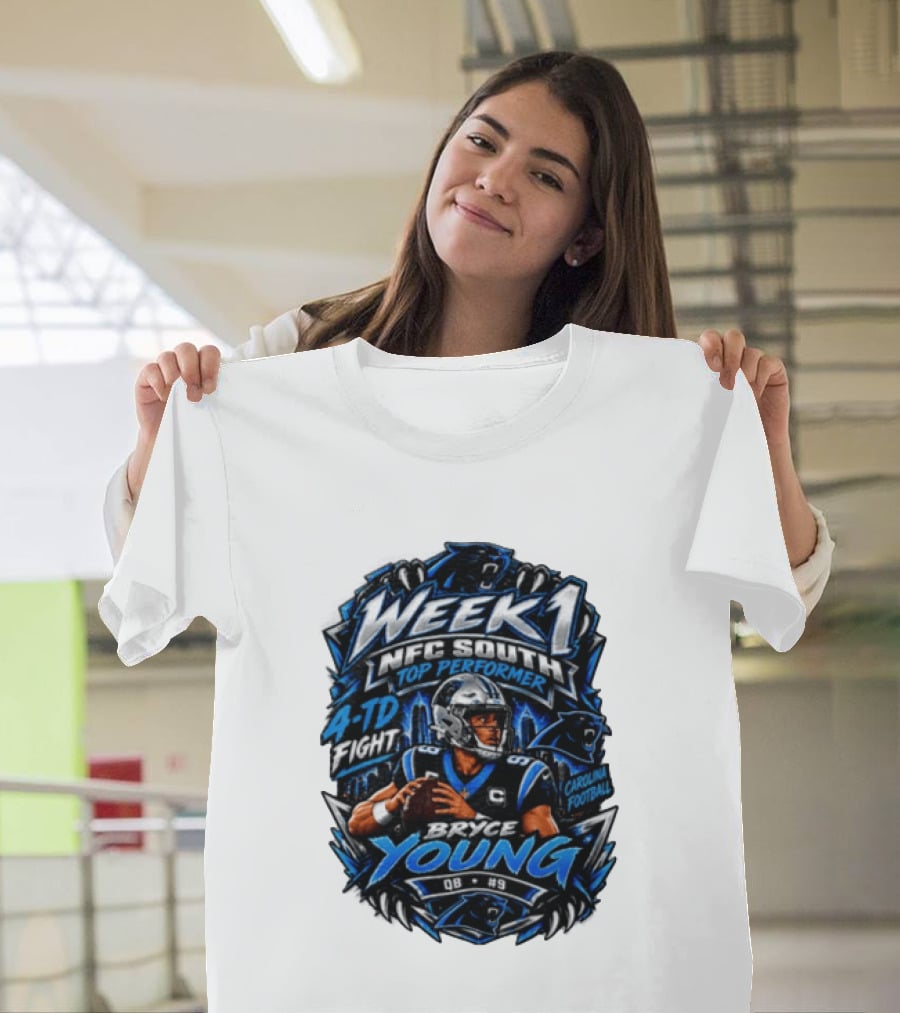 Week 1 NFC South Top Performer Bryce Young 4 TD Fight Carolina Football T-Shirt