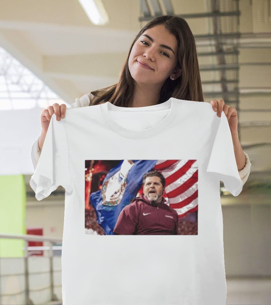 Virginia Tech Hokies Coach Brent Pry With Flags T-Shirt