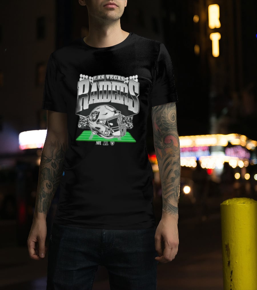Las Vegas Raiders Football Helmet Stadium Field Lights NFL AFC T-Shirt