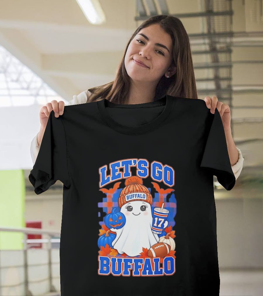 Let's Go Buffalo Ghost 17 Halloween Football Pumpkin Leaves T-Shirt
