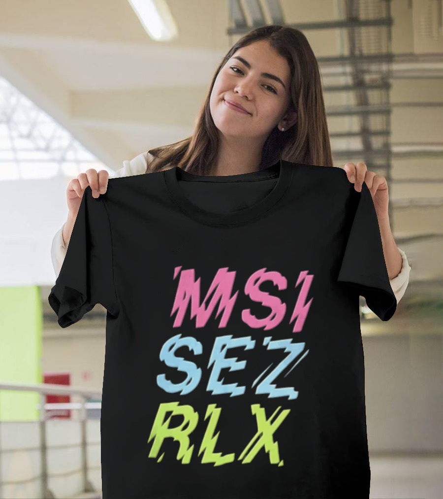 MSI SEZ RLX Glitch Neon Colors Pink Blue Yellow T-Shirt