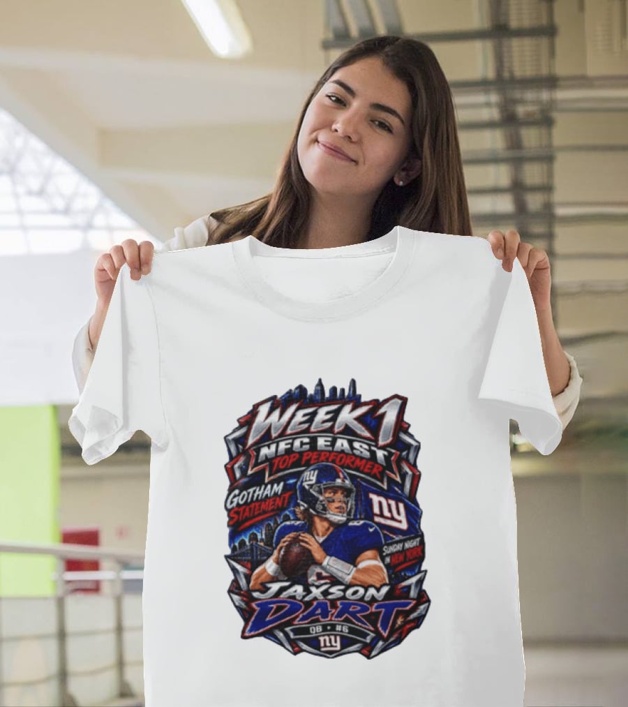 Week 1 NFC East Top Performer Jaxson Dart Gotham Statement Sunday Night New York T-Shirt