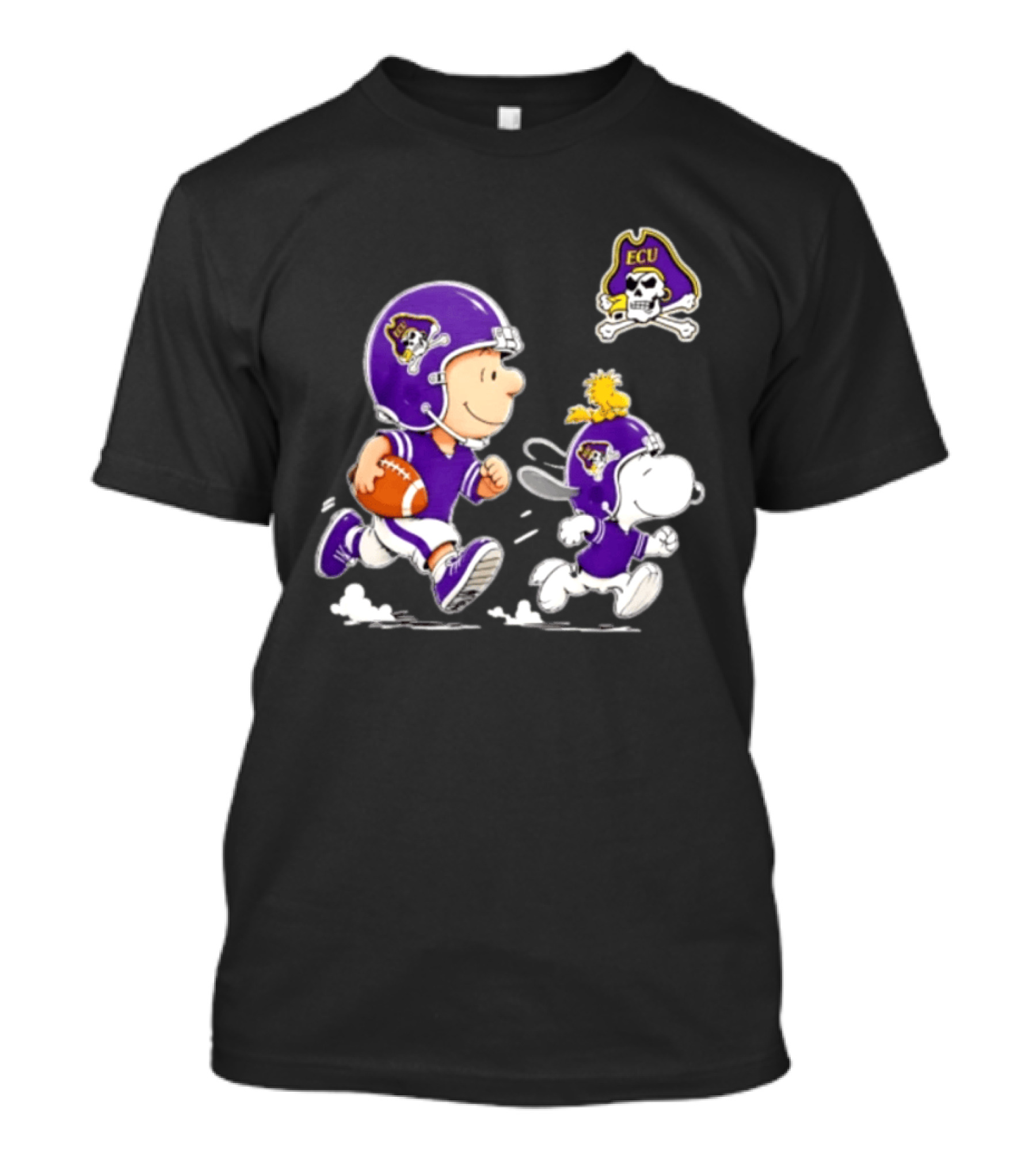 Charlie Brown Snoopy Woodstock East Carolina Pirates Football 2026 T-Shirt