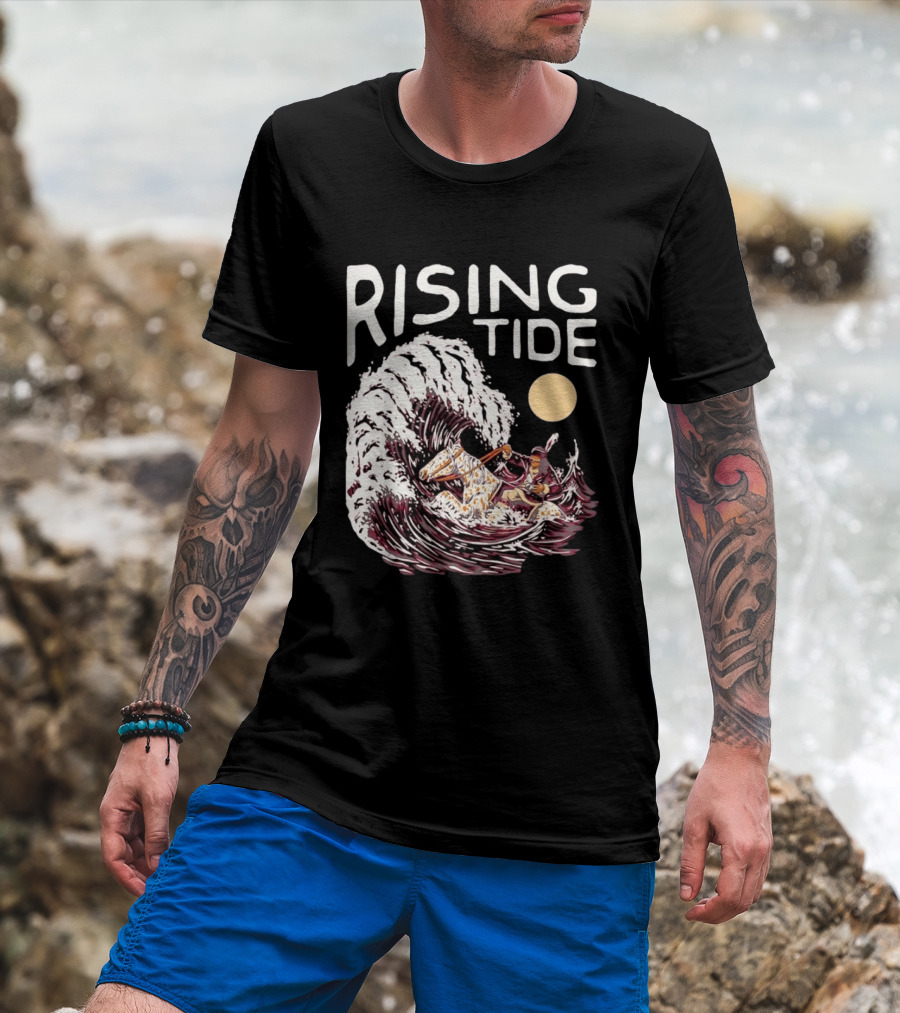 Rising Tide Surfing Horse Wave Native American Old Row T-Shirt