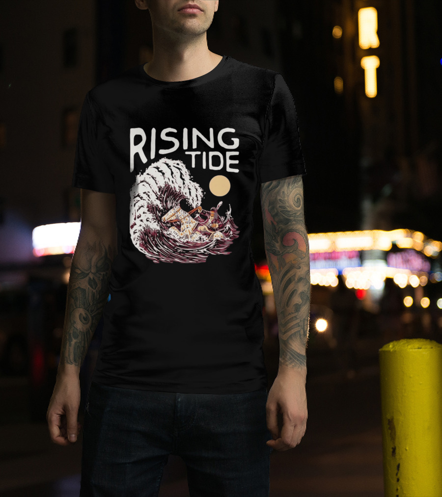 Rising Tide Surfing Horse Wave Native American Old Row T-Shirt