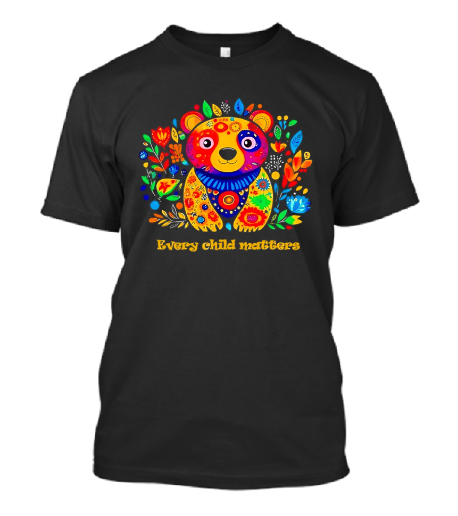 Every Child Matters Colorful Floral Bear T-Shirt