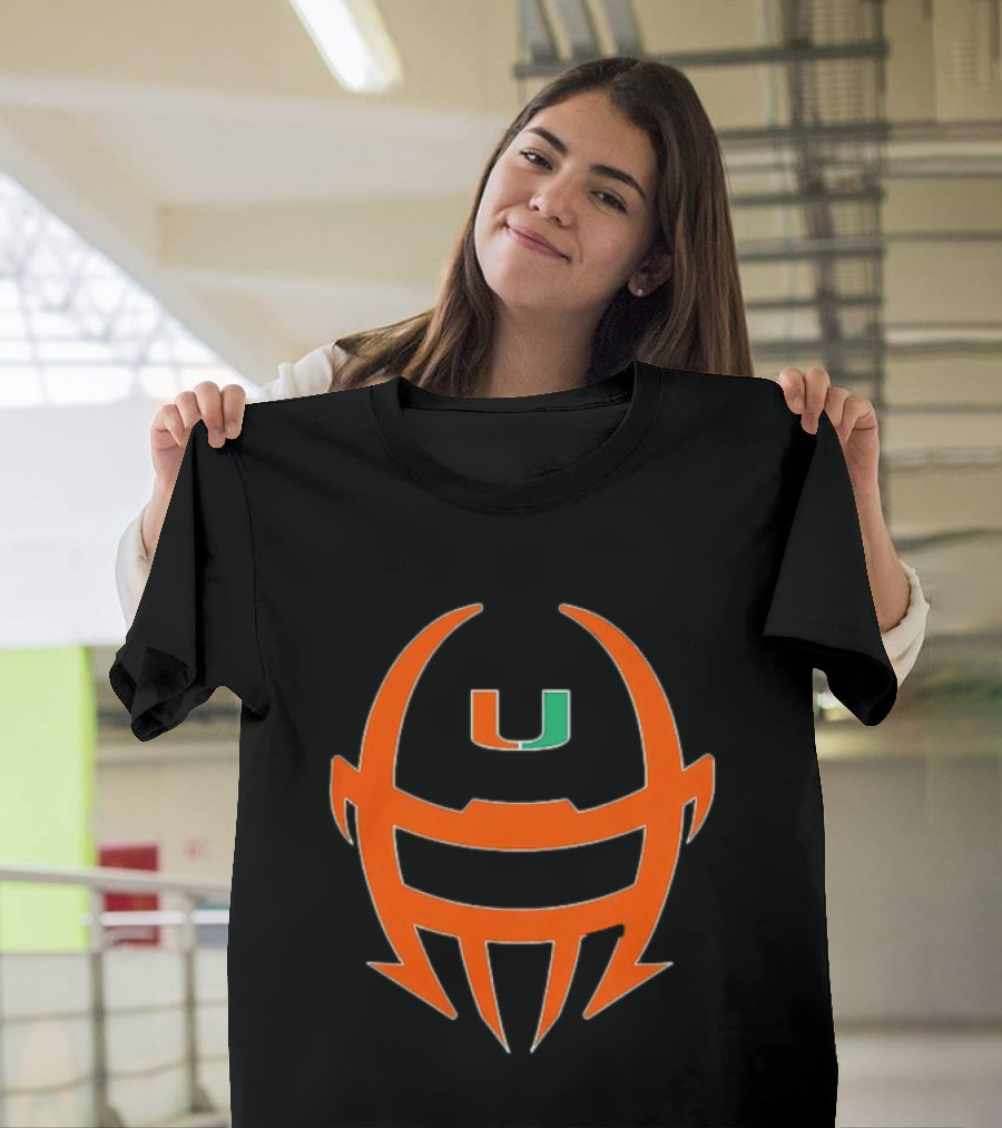 Miami Hurricanes Football Helmet Shape NCAA U T-Shirt