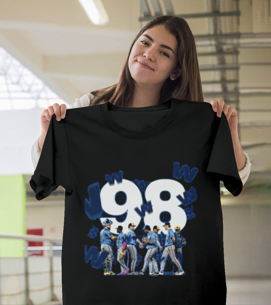 Milwaukee Brewers 98 Wins Franchise Record Baseball Team Celebration Blue T-Shirt