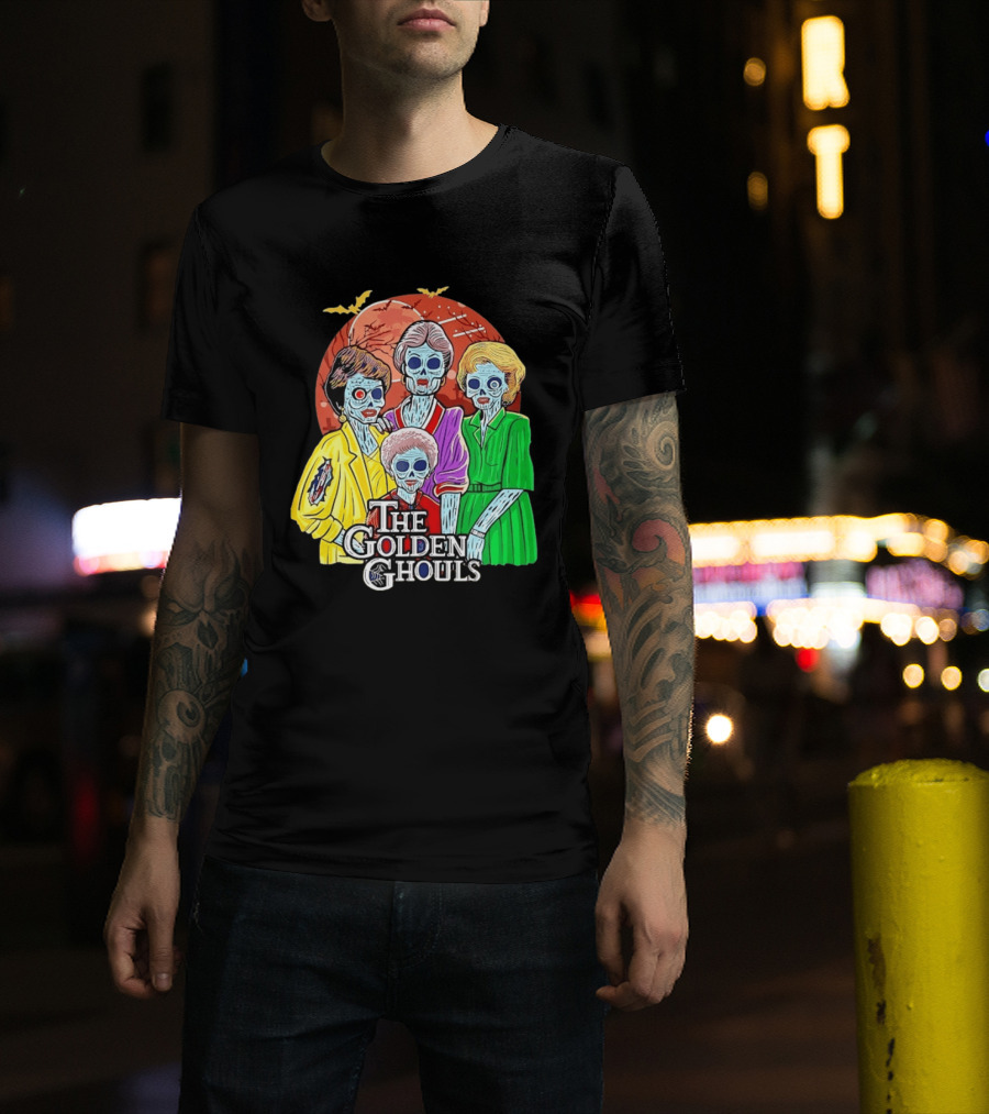 Halloween Zombie The Golden Ghouls Bat Moon T-Shirt