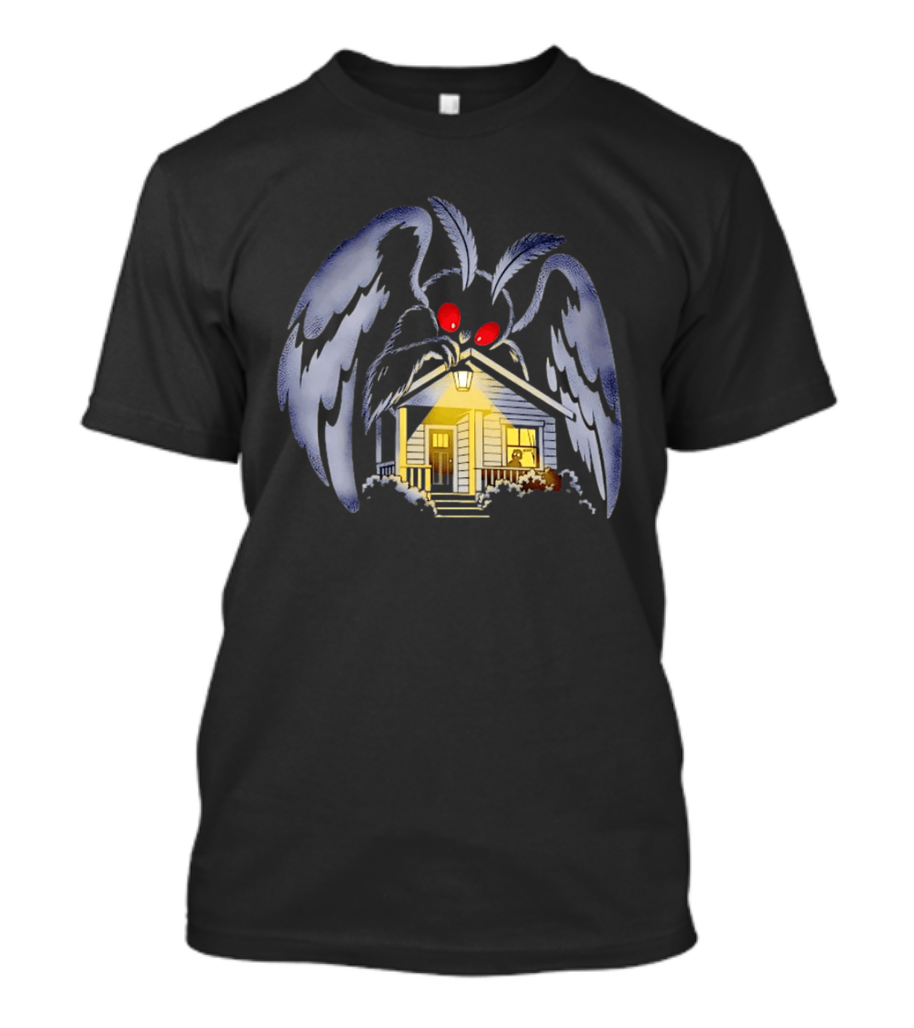 Mothman Drawn To Porch Light Cryptid Creature Illuminated House T-Shirt