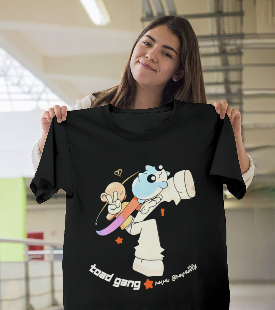 Toad Gang By Nova Nova100x Cartoon Character Peace Sign Colorful T-Shirt