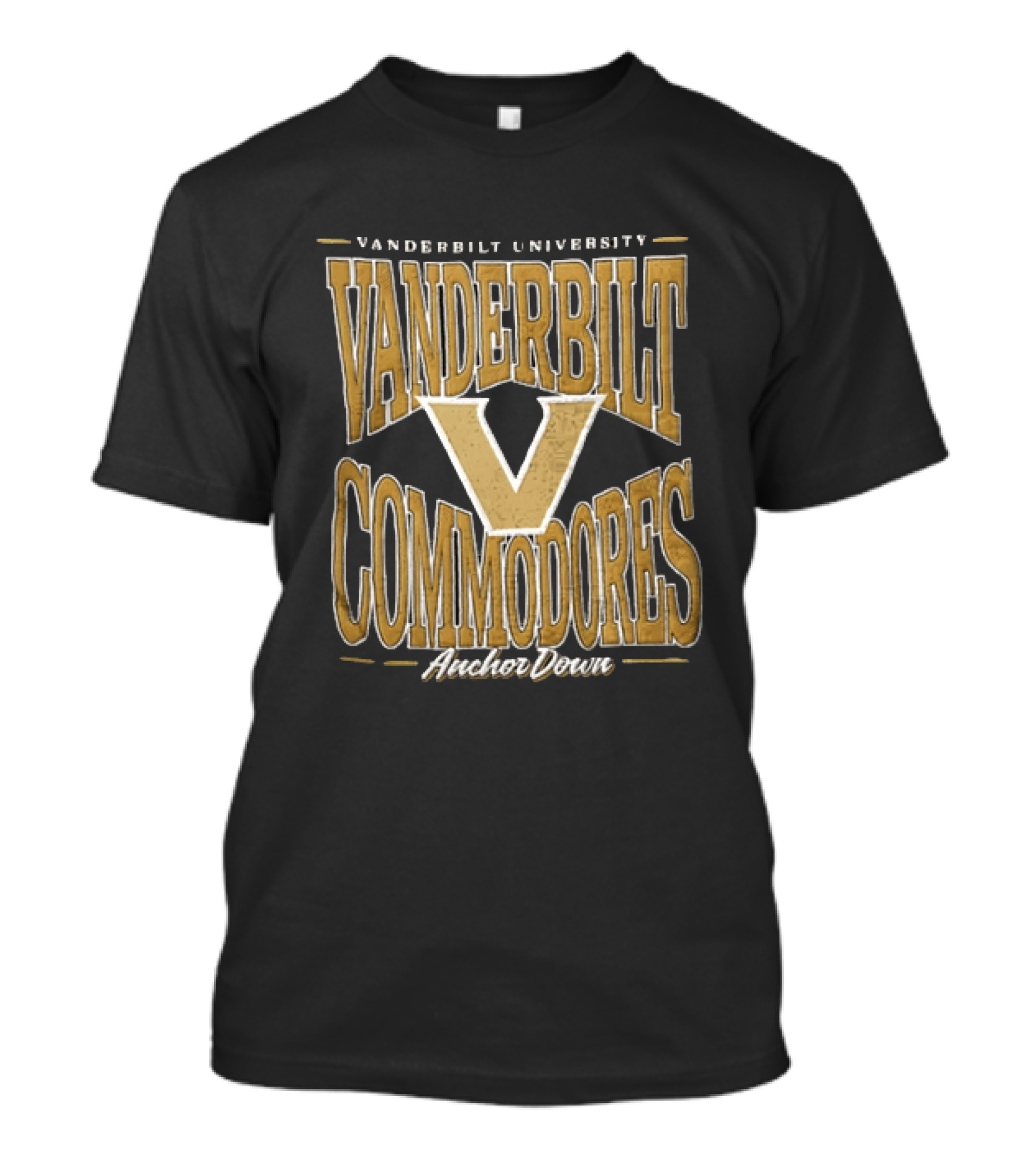 Vanderbilt Commodores Anchor Down Large Gold Letter V T-Shirt