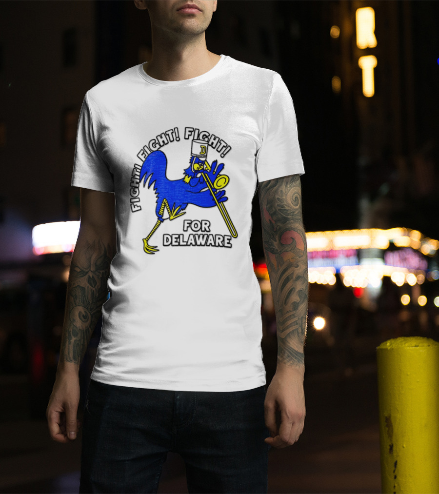 Delaware Blue Hens Fight Fight Fight For Delaware Chicken Trombone T-Shirt