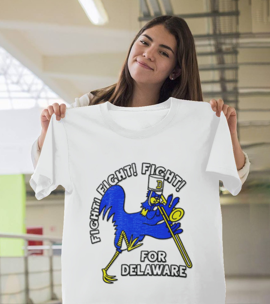 Delaware Blue Hens Fight Fight Fight For Delaware Chicken Trombone T-Shirt