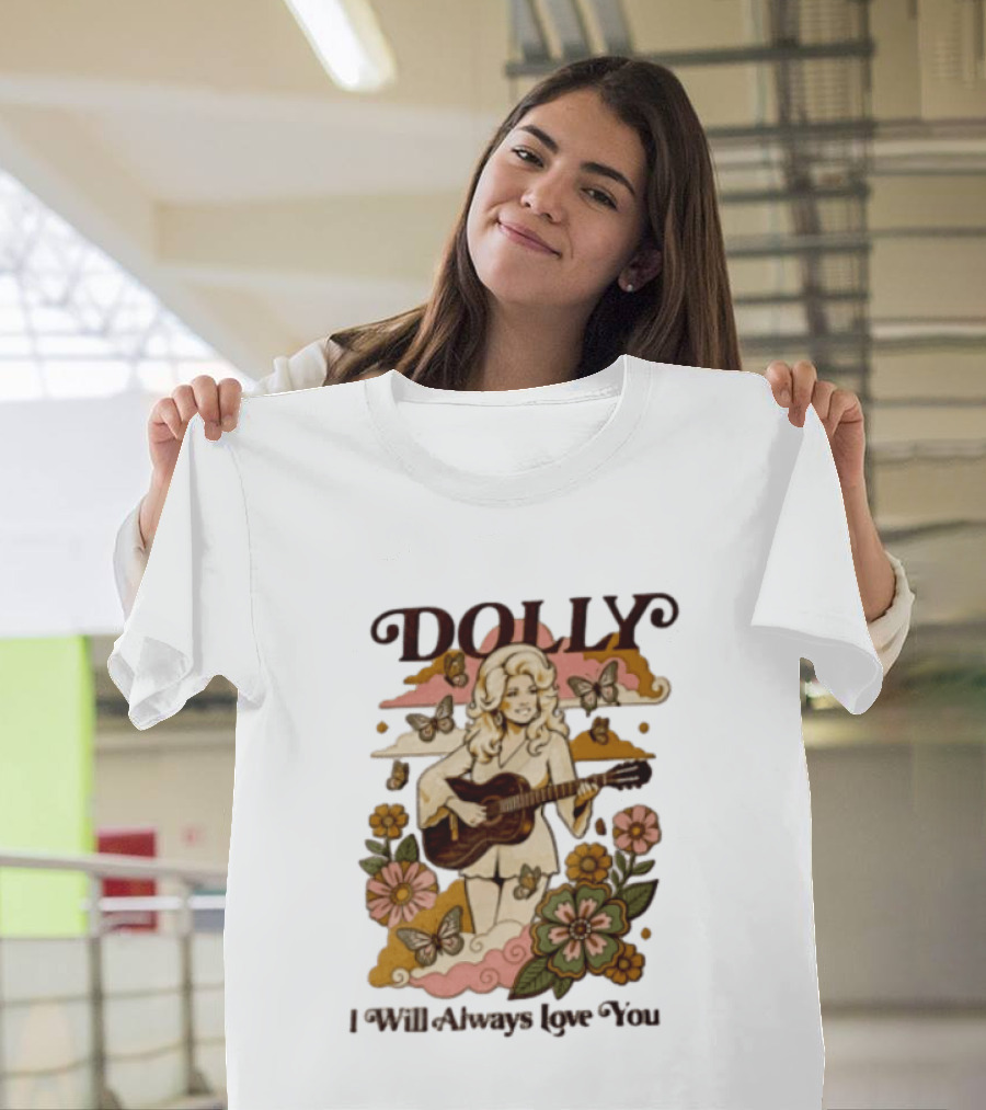 Dolly Parton I Will Always Love You Butterflies Flowers Guitar T-Shirt