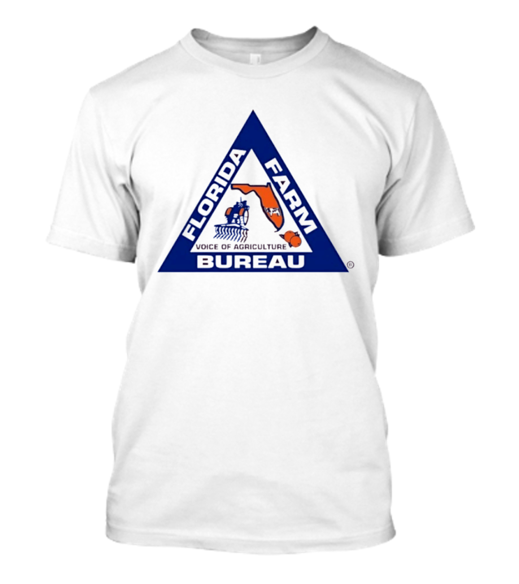 Florida Farm Bureau Voice Of Agriculture Triangle Logo With Map And Tractor T-Shirt