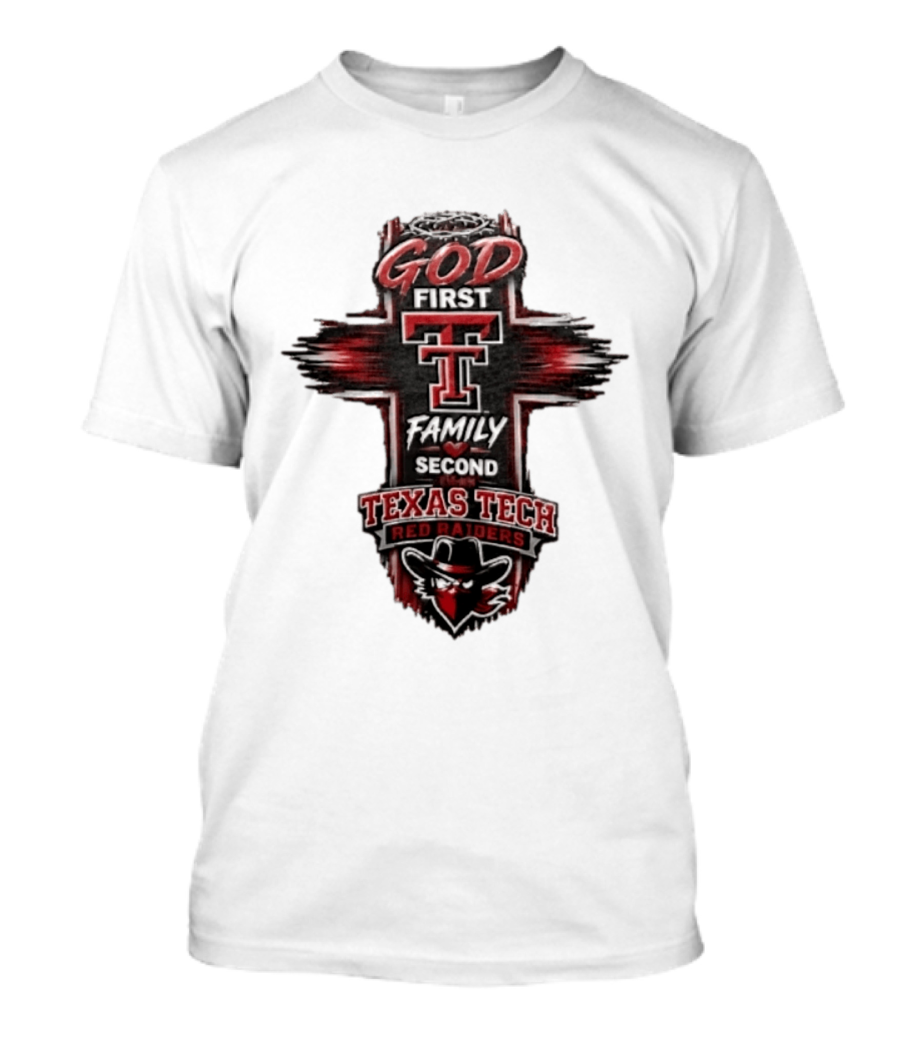 God First Family Second Texas Tech Red Raiders Cross 2026 T-Shirt