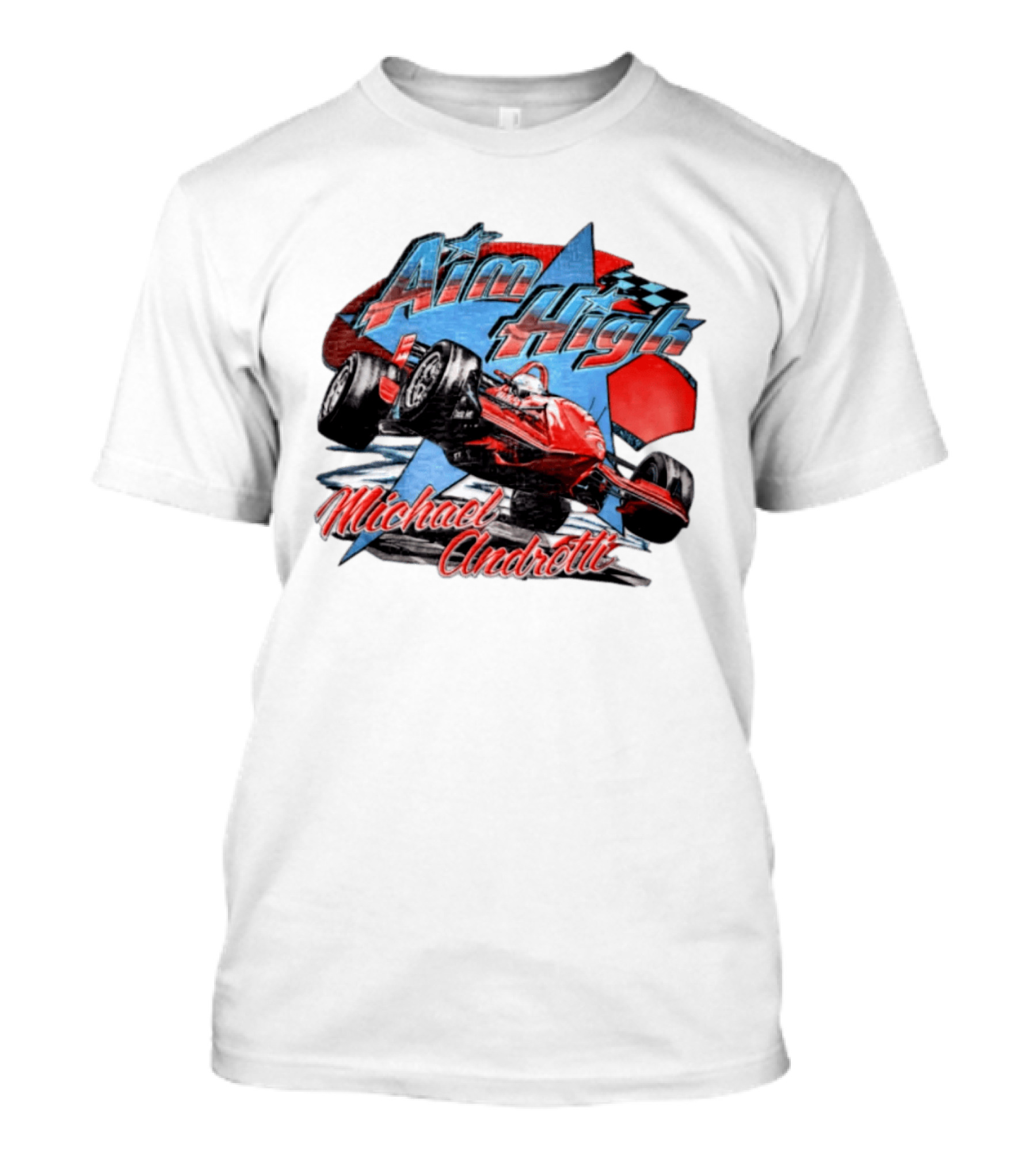Michael Andretti Aim High Racing Car Art With Checkered Flag T-Shirt