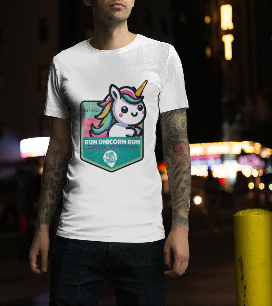 EST 2025 Run Unicorn Run Eureka Springs AR Main Street T-Shirt