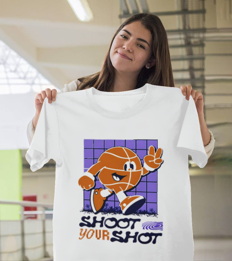 Shoot Your Shot Retro Basketball Character Peace Sign T-Shirt