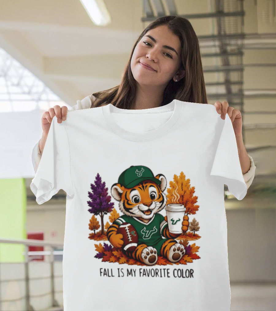 South Florida Bulls Fall Is My Favorite Color Football Tiger Cozy Autumn Vibes T-Shirt