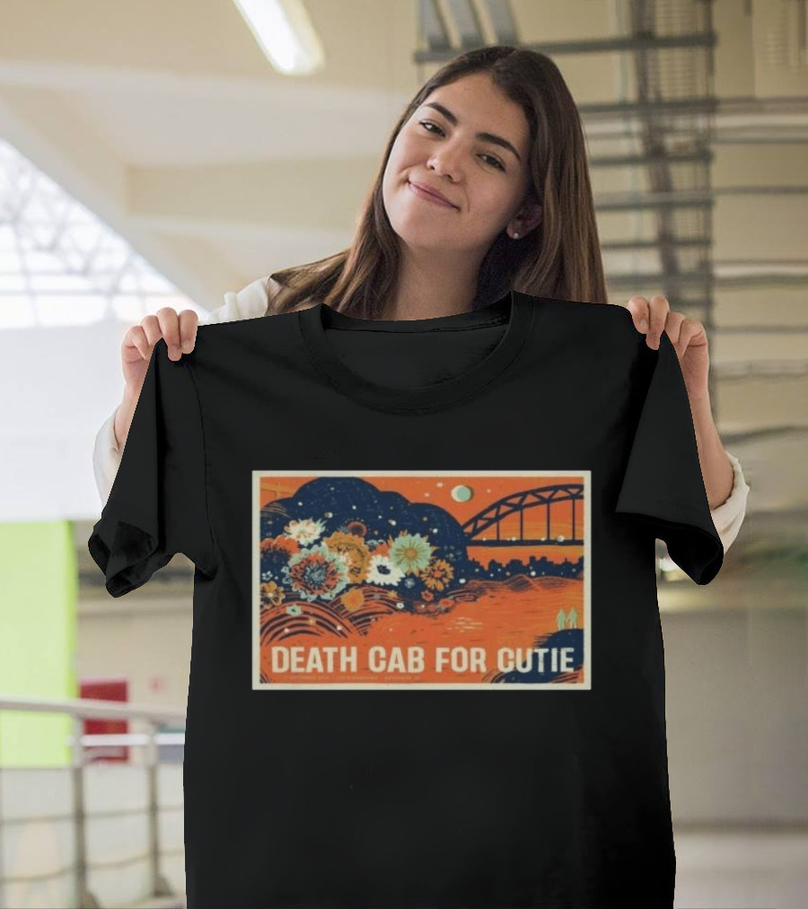 Death Cab For Cutie Gateshead UK 2026 Flowers And Bridge Art Print T-Shirt