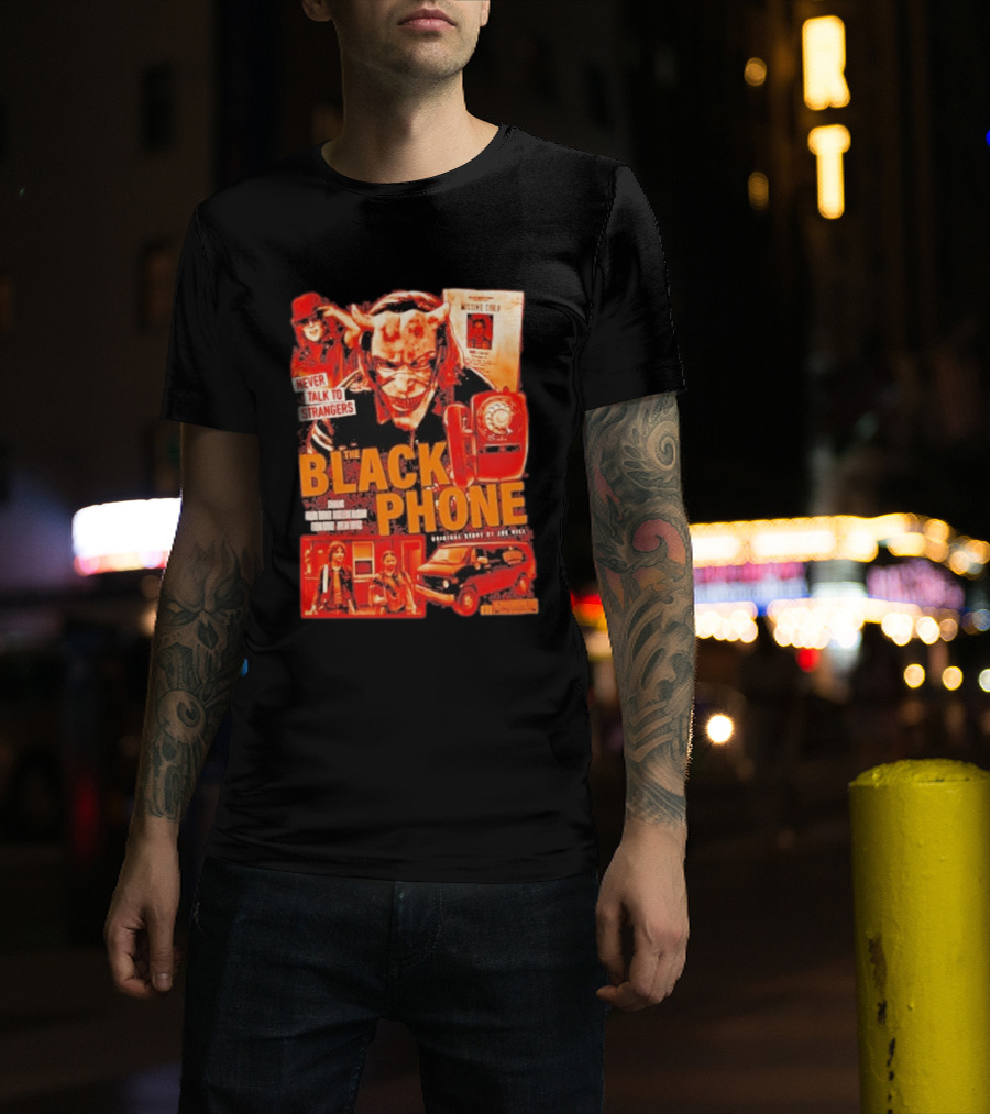Never Talk To Strangers The Black Phone Original Story By Joe Hill Missing Child Red Phone Horror T-Shirt