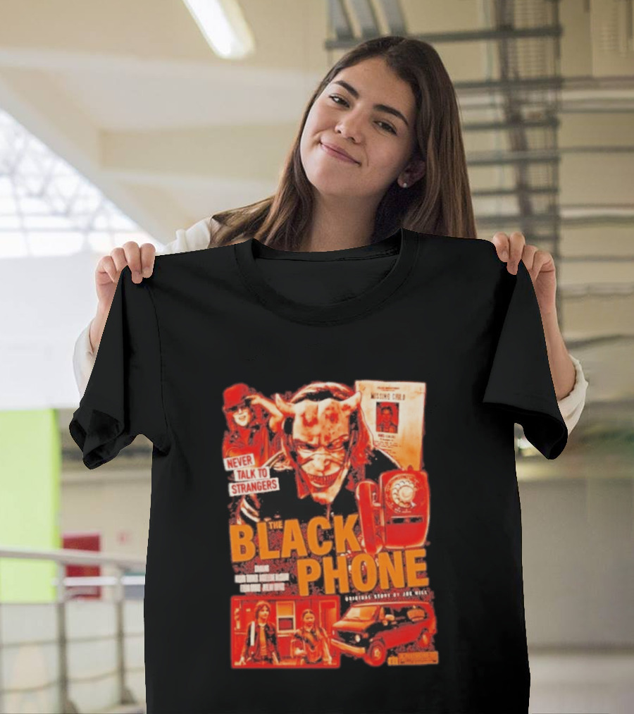 Never Talk To Strangers The Black Phone Original Story By Joe Hill Missing Child Red Phone Horror T-Shirt