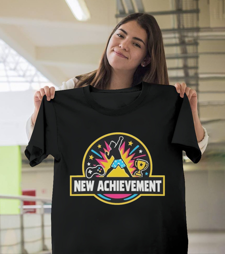 New Achievement Video Game Trophy Gamer Controller Stars Celebration T-Shirt