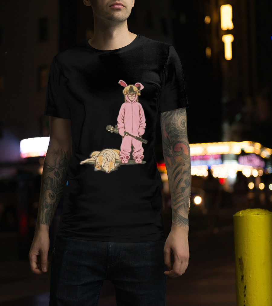 Pink Nightmare Bunny Suit Coyote Hunting Sniper T-Shirt
