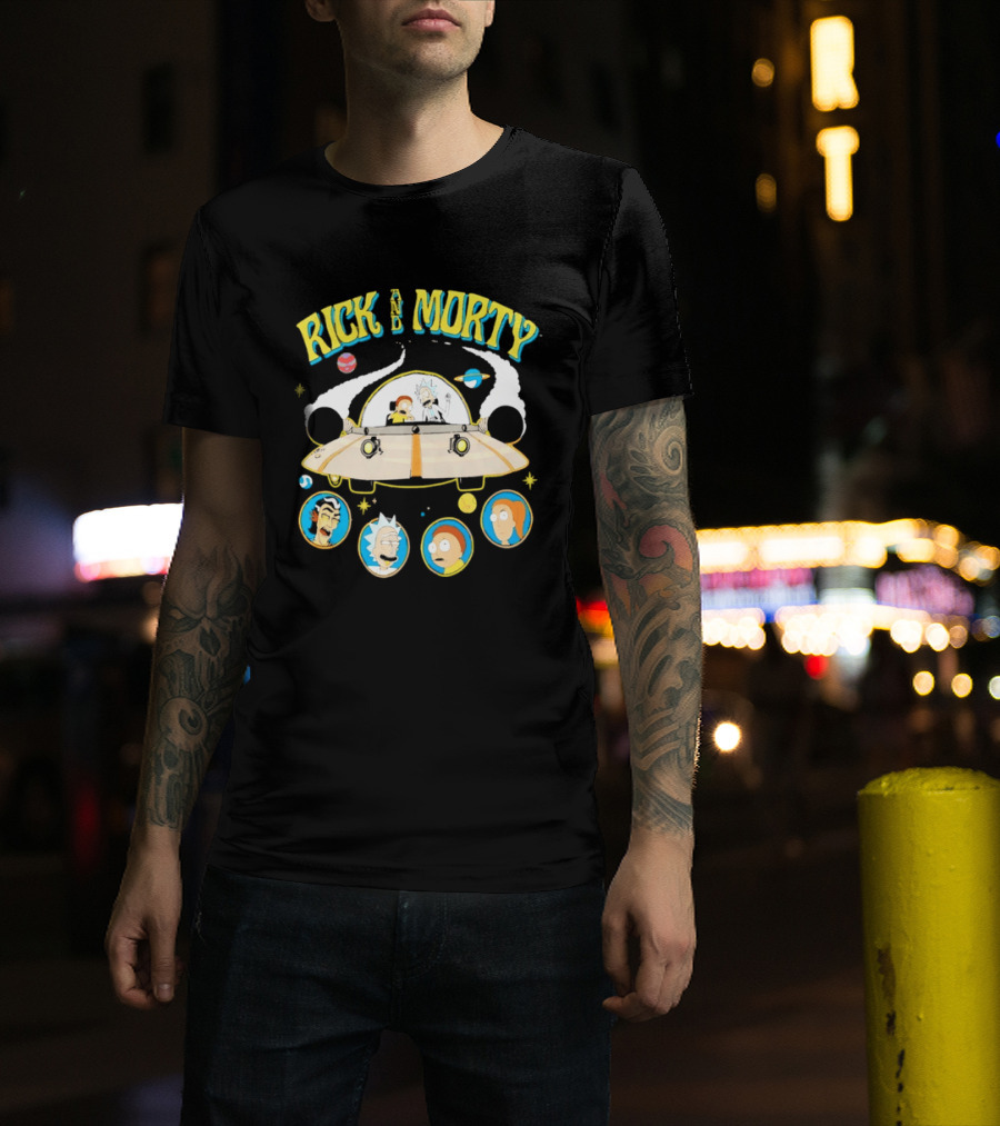 Rick And Morty Space Adventure UFO Characters Planets Adult Swim T-Shirt