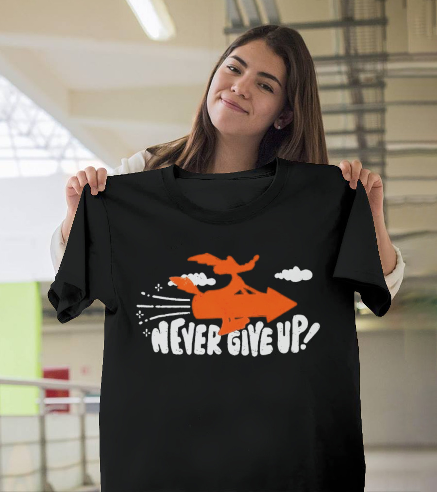 Never Give Up Rocket Distressed Vintage Motivational T-Shirt