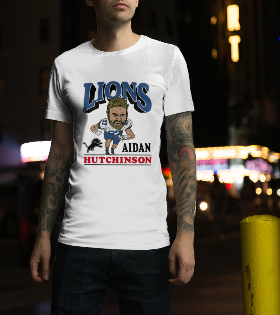 Lions Aidan Hutchinson Caricature 97 T-Shirt