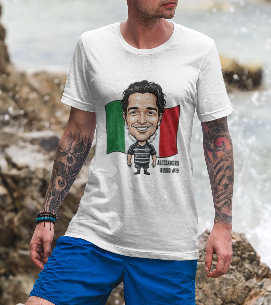 Alessandro Rubio No 19 Caricature Mexico Flag Football Jersey T-Shirt