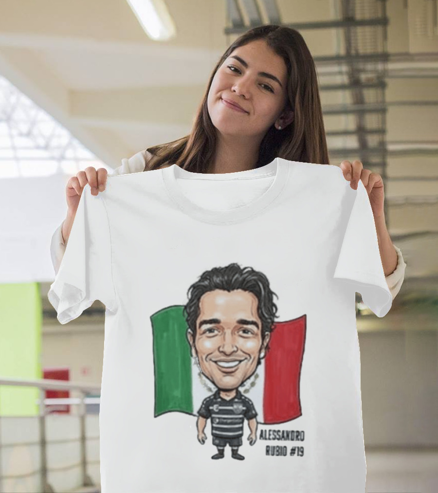 Alessandro Rubio No 19 Caricature Mexico Flag Football Jersey T-Shirt