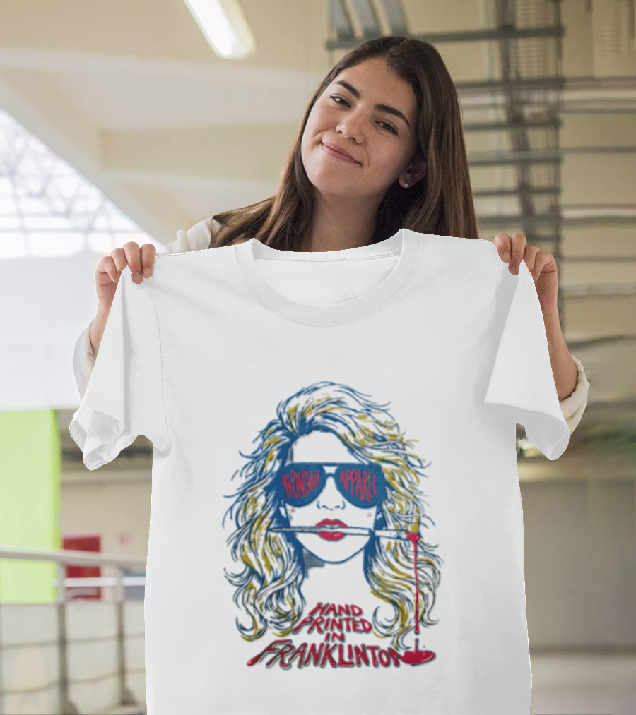 Avondale Apparel Hand Printed In Franklinton Woman Sunglasses Paintbrush T-Shirt
