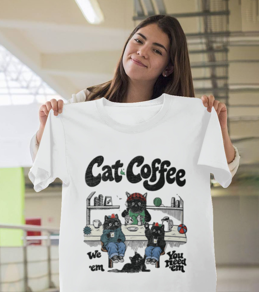 Cat Coffee Brew Them Need Three Black Cats T-Shirt