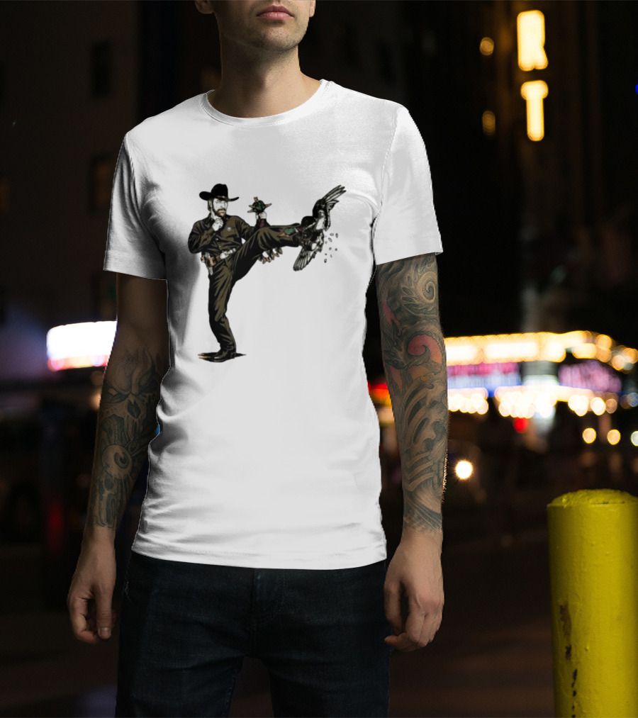 Chuck Norris Roundhouse Kick Duck Hunting Action T-Shirt