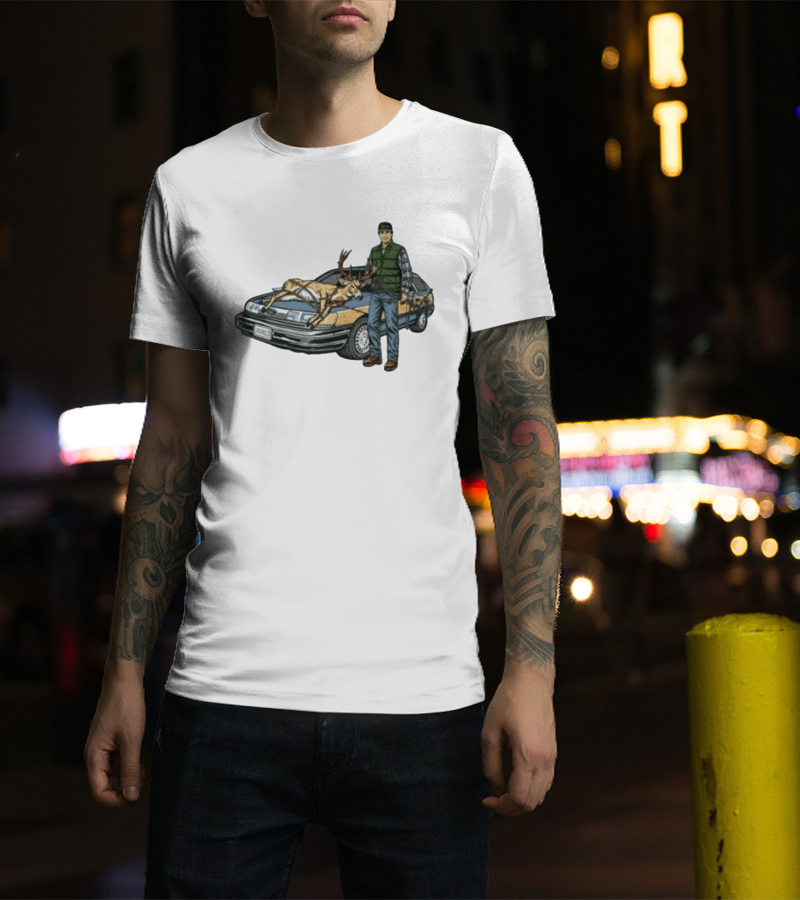 Clark Griswold Christmas Vacation With Deer On Car T-Shirt