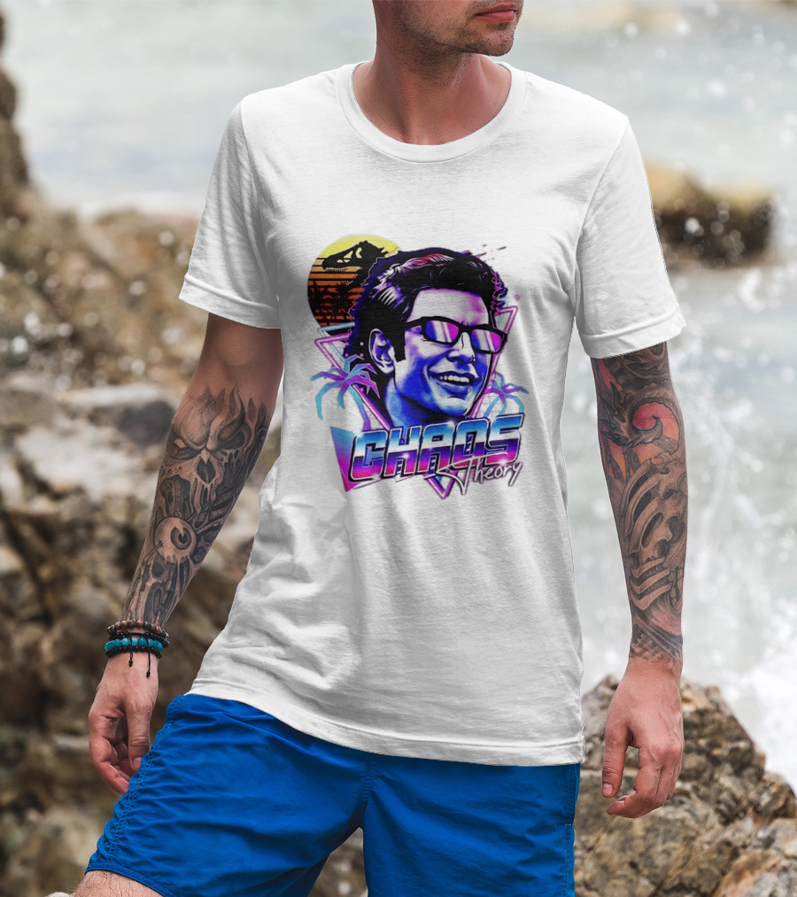 Jurassic Park Jeff Goldblum Chaos Theory Retro Neon T-Shirt