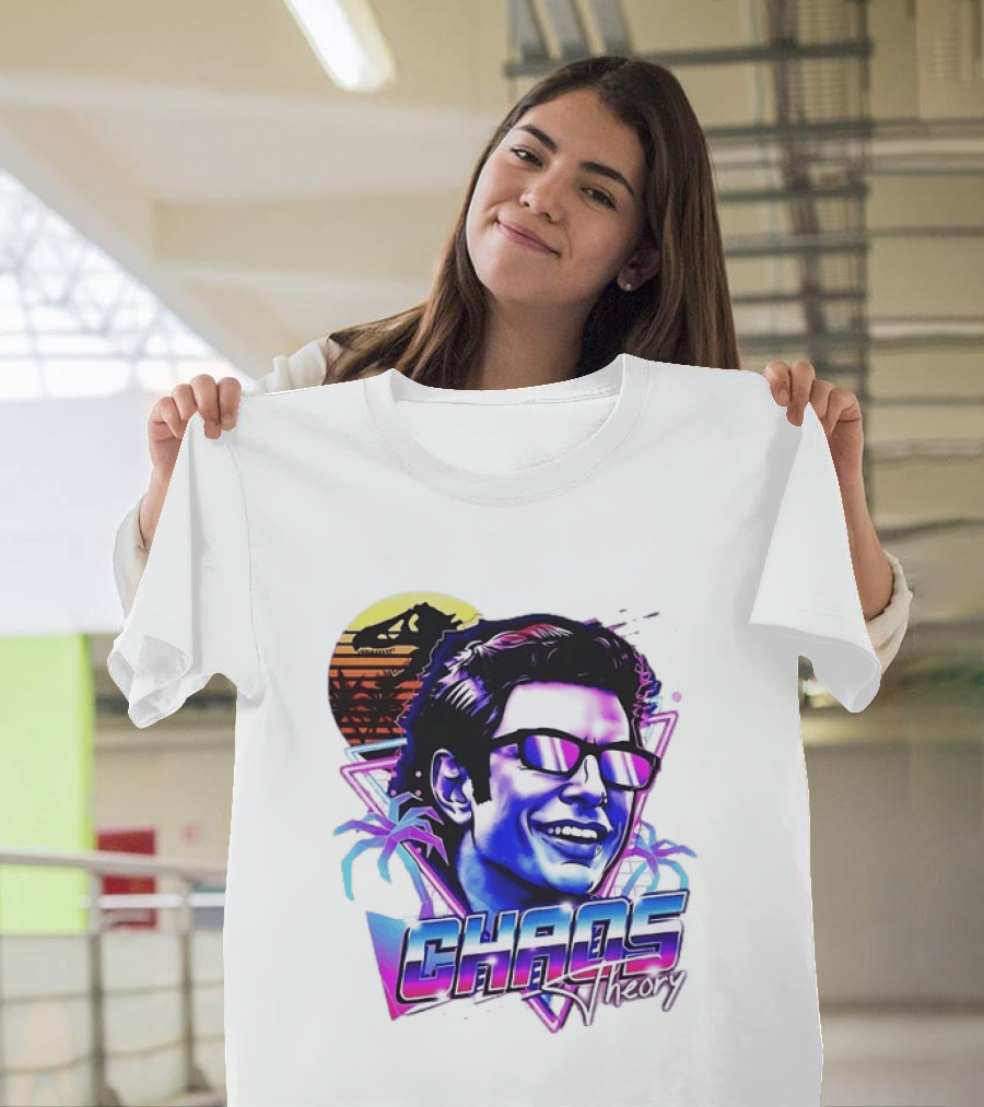 Jurassic Park Jeff Goldblum Chaos Theory Retro Neon T-Shirt