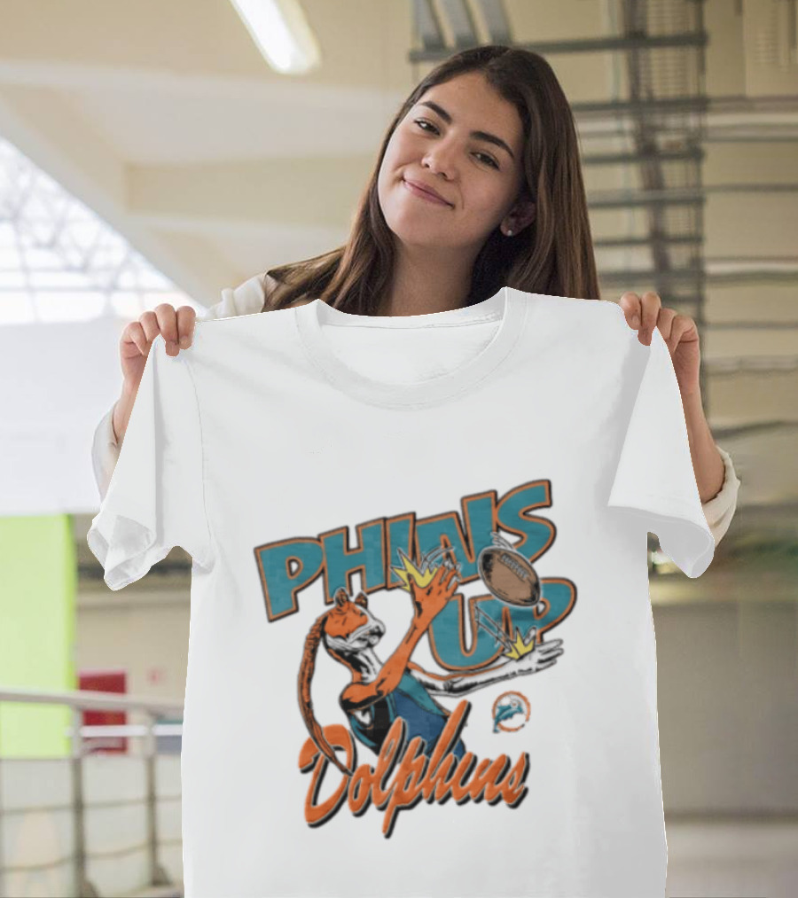 Phins Up Dolphins Jar Jar Binks Catching Football Miami Sports Fan T-Shirt