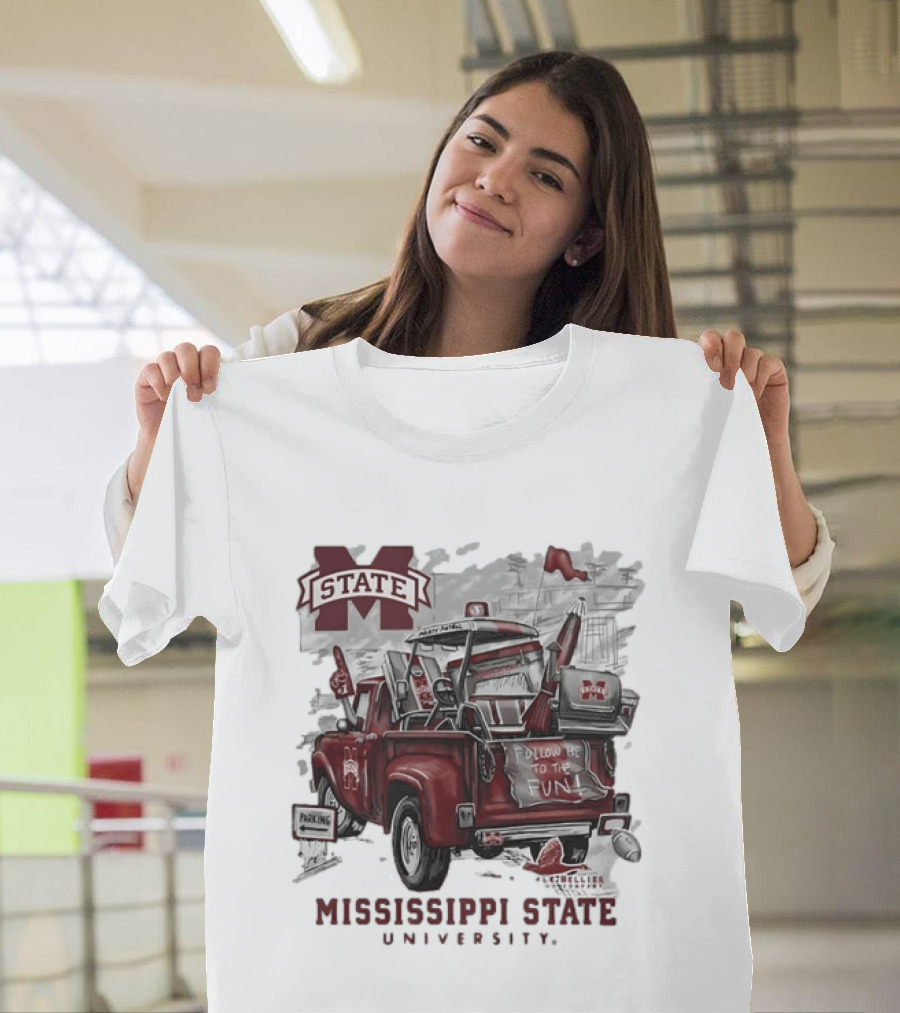 Mississippi State University Bulldogs Vintage Truck Follow Me To The Fun T-Shirt
