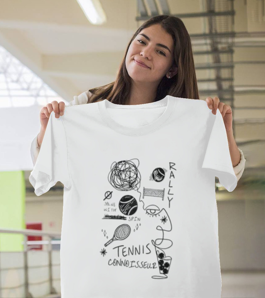 Rally Solve With Spin Tennis Connoisseur Racket Balls Net Face T-Shirt