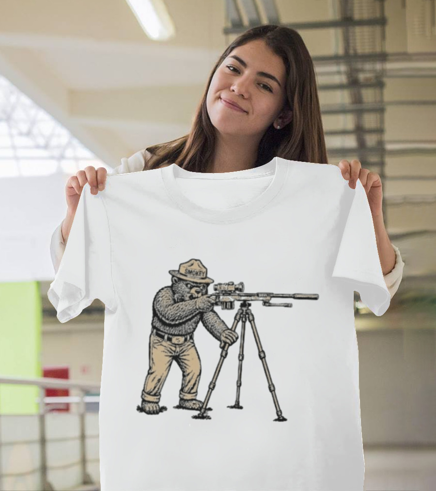 Smokey Bear Sniper Forest Ranger With Rifle T-Shirt