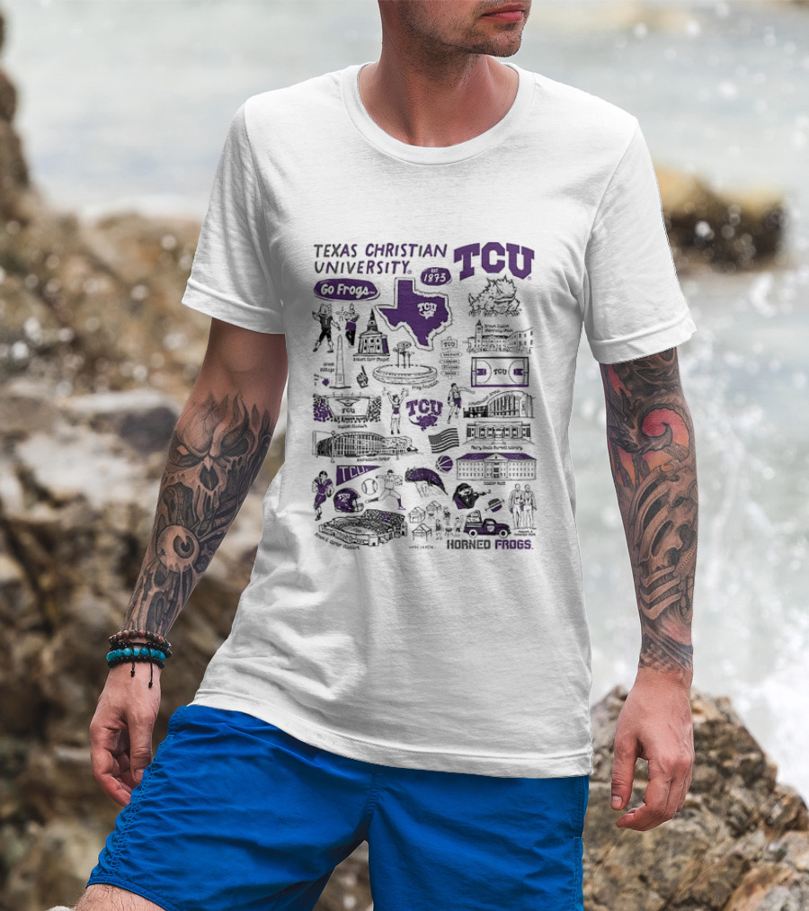 Texas Christian University TCU Horned Frogs Go Frogs Campus Landmarks And Traditions T-Shirt