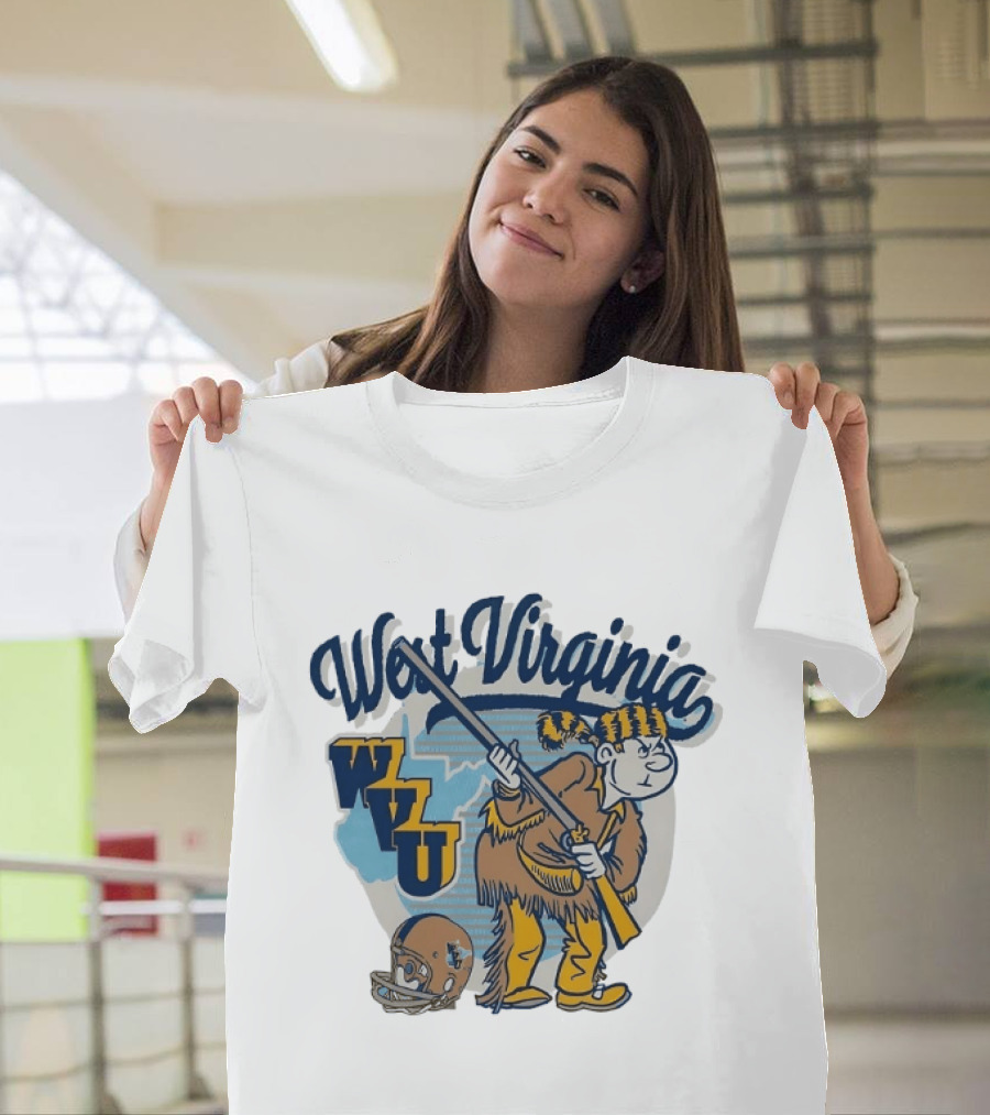 West Virginia Mountaineers WVU Mascot With Rifle And Helmet T-Shirt