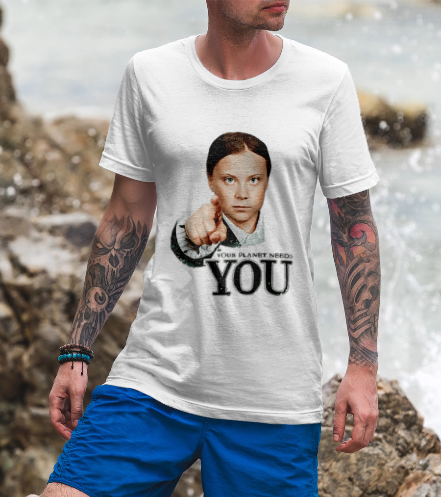 Your Planet Needs You Girl Pointing Iconic Call To Action T-Shirt