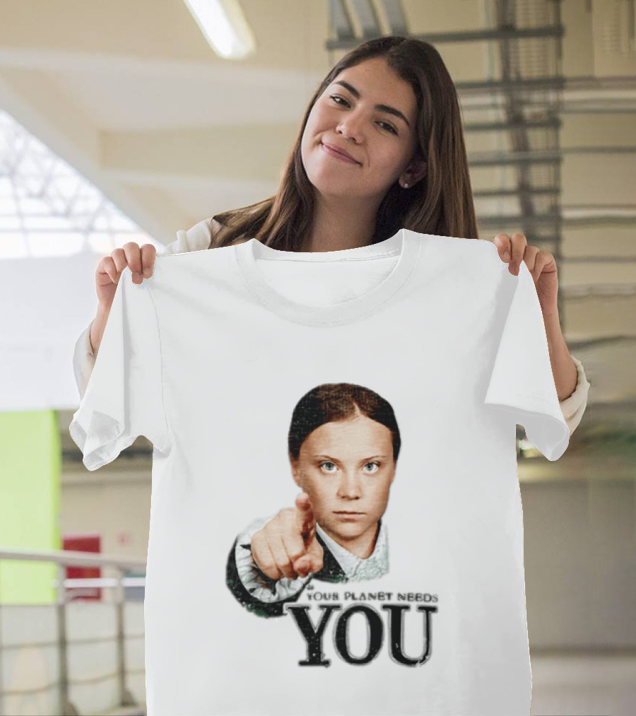 Your Planet Needs You Girl Pointing Iconic Call To Action T-Shirt