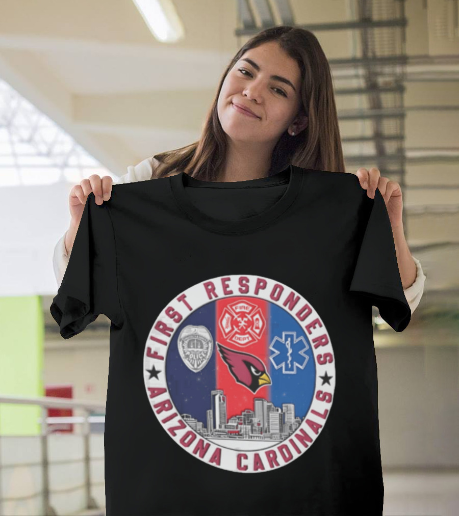 Arizona Cardinals First Responders Police Fire Medical Emblems Skyline T-Shirt